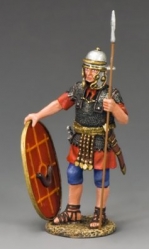 LOJ034 Standing Roman Auxilliary with shield and spear